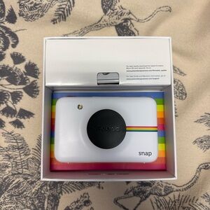 Polaroid White Digital Camera with Retro Rainbow Design